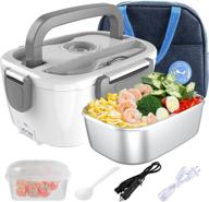 🍱 portable electric lunch box food heater: hugehard 2-in-1 food warmer for car and home with removable stainless steel container, spoon, and carry bag логотип