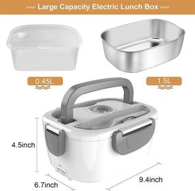 img 3 attached to 🍱 Portable Electric Lunch Box Food Heater: HugeHard 2-in-1 Food Warmer for Car and Home with Removable Stainless Steel Container, Spoon, and Carry Bag