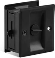 homotek privacy sliding door lock with pull - easy replacement for old/damaged pocket door locks, 2-3/4”x2-1/2”, 1-3/8” thickness, black logo