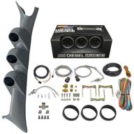 🔋 glowshift diesel gauge package for ford super duty f-250 f-350 6.0l 7.3l power stroke 1999-2007 - tinted 7 color 60 psi boost, 1500f egt & transmission temp gauges - gray triple pillar pod logo