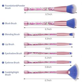 img 3 attached to 💄 7 Piece Glitter Quicksand Handle Makeup Brush Set with Case - Beautiful Pink Purple Cosmetic Brushes for Foundation, Powder, Blush, Eyeshadow