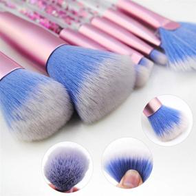 img 2 attached to 💄 7 Piece Glitter Quicksand Handle Makeup Brush Set with Case - Beautiful Pink Purple Cosmetic Brushes for Foundation, Powder, Blush, Eyeshadow