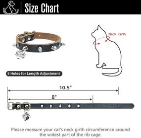 img 2 attached to 🐱 Genuine Leather Cat Collar with Bells - Stylish & Durable Studded Cat Collar for Small Dogs & Cats