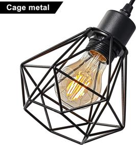 img 3 attached to 🏮 Modern Industrial Rustic Wire Wood Cage Wall Lamp - Retro Pendant Light Fixture for Indoor Living Room and Bedroom (Black)