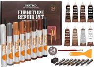 🛠️ complete 34-piece furniture repair kit by katzco - includes resin wood filler, brushes, markers, and plastic scraper - ideal for stains, scratches, wood floors, tables, desks, carpenters, bedposts logo