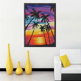 img 3 attached to 🌴 Zanbee Cross Stitch Stamped Kits: Create Stunning Coconut Tree Sunset Wall Decor with this DIY Embroidery Starter Kit - 35x25cm!