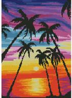 🌴 zanbee cross stitch stamped kits: create stunning coconut tree sunset wall decor with this diy embroidery starter kit - 35x25cm! logo