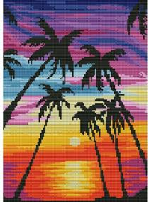 img 4 attached to 🌴 Zanbee Cross Stitch Stamped Kits: Create Stunning Coconut Tree Sunset Wall Decor with this DIY Embroidery Starter Kit - 35x25cm!