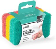 handy gourmet silicone sponges (set of 3 colors) - kitchen and dish scrubber: fragrance-free, mildew-free, odor-free, multi-purpose (jb8489s3) logo