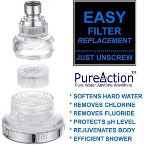 img 1 attached to 💦 PureAction Water Softener Shower Head Filter: Eliminate Hard Water, Chlorine & Fluoride - Revitalize Skin & Hair, High Pressure Rain Showerhead + 2 Replaceable Filters