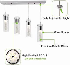 img 2 attached to 💡 Hykolity 4-Light Pendant Ceiling Fixture with Integrated LED Kitchen Lighting, 26W (150 Watt Equivalent), High CRI 90+, 1950lm Premium Bubble Glass, Chromed Finish, ETL Listed