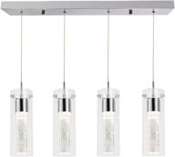 💡 hykolity 4-light pendant ceiling fixture with integrated led kitchen lighting, 26w (150 watt equivalent), high cri 90+, 1950lm premium bubble glass, chromed finish, etl listed логотип