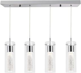 img 4 attached to 💡 Hykolity 4-Light Pendant Ceiling Fixture with Integrated LED Kitchen Lighting, 26W (150 Watt Equivalent), High CRI 90+, 1950lm Premium Bubble Glass, Chromed Finish, ETL Listed