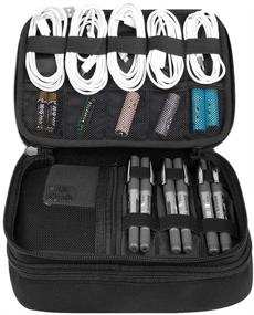 img 2 attached to 🔌 KOSOKO Electronics Travel Organizer Bag: Three-Layer Waterproof Storage for Electronic Accessories - Cable, Charger, Flash Drive, and More (Black, S)