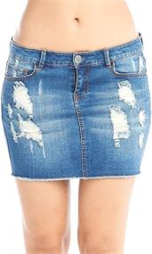 img 4 attached to 👗 Hollywood Star Fashion Distressed Denim Mini Skirt for Women