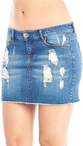 img 2 attached to 👗 Hollywood Star Fashion Distressed Denim Mini Skirt for Women