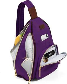 img 1 attached to 🎒 Everyday Amethyst Rhinestone Multi-Pocket Backpack