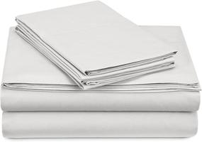 img 4 attached to 🛏️ 300 Thread Count Percale Cotton Sheet Set - Queen Size, White - Pinzon by Amazon