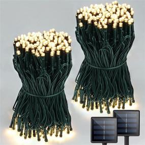 img 4 attached to 🌟 High-Quality 85FT Solar String Lights Outdoor - 2-Pack, 480 LED Super-Bright Solar Christmas Lights Outdoor with Waterproof Green Wire. 8 Lighting Modes for Xmas Tree. Warm White, Solar-Powered