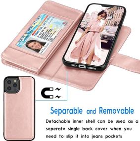 img 2 attached to 📱 Tekcoo Wallet Case for iPhone 12 Pro Max (6.7 inch) 2020 - Rose Gold - Luxury PU Leather Cover with Card Slots & Detachable Magnetic Hard Case