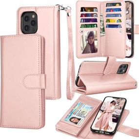 img 4 attached to 📱 Tekcoo Wallet Case for iPhone 12 Pro Max (6.7 inch) 2020 - Rose Gold - Luxury PU Leather Cover with Card Slots & Detachable Magnetic Hard Case