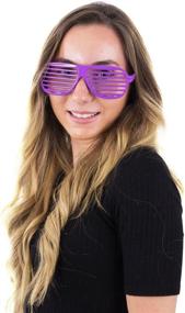 img 3 attached to 🎉 80's Rockstar Party Accessories - Neon Shutter Glasses and Colorful Fishnet Gloves - 24 Pack by Funny Party Hats