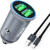 🚗 cluvox adaptive fast charging car charger with dual qc3.0 usb port [mini & all metal] - compatible for samsung galaxy s21/s20/plus/ultra/s10e /s9/s8, note 20/ultra/note 10/10+/9/8, a50/a70 + 3.3ft usb c cable logo