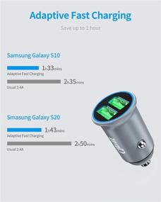 img 3 attached to 🚗 Cluvox Adaptive Fast Charging Car Charger with Dual QC3.0 USB Port [Mini & All Metal] - Compatible for Samsung Galaxy S21/S20/Plus/Ultra/S10e /S9/S8, Note 20/Ultra/Note 10/10+/9/8, A50/A70 + 3.3ft USB C Cable