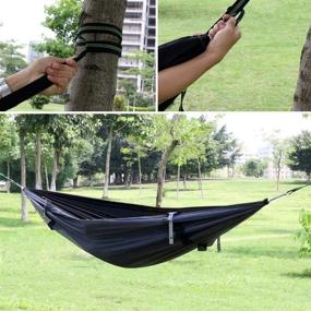 img 2 attached to 🏕️ HongXingHai 3-in-1 Camping Hammock with Mosquito Net and Rain Fly (Green, Size L) - Outdoor Hammocks Tents for Enhanced Adventure