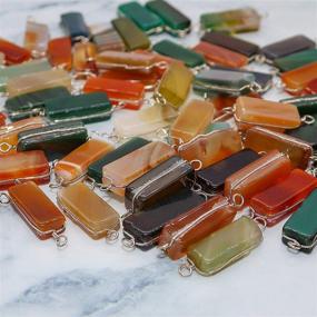 img 2 attached to 📿 Fun-Weevz Semi-Precious 24 PCS Agate Gemstone Charms with Cord - Jewelry Making Kit for Adults (Semi Precious 1)