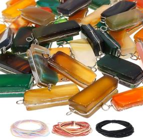 img 4 attached to 📿 Fun-Weevz Semi-Precious 24 PCS Agate Gemstone Charms with Cord - Jewelry Making Kit for Adults (Semi Precious 1)