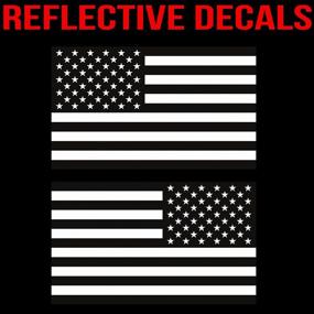 img 1 attached to 👻 Ghosted Subdued American Flag Car Decal, Silver with Black Print, 1.8" X 3", Pair, Hard Hat & Lunch Box Vinyl Sticker