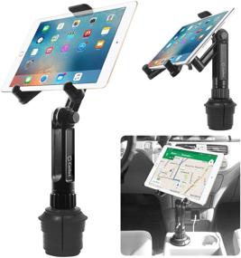 img 4 attached to 📱 Tablet Car Cradle Holder with Cup Holder Mount - Compatible with 2021 iPad Pro, New Air, iPad Mini, Samsung Galaxy Tab S7, S6 Lite, S5e, A7, Amazon Fire 7 HD 10 9, Microsoft Surface Go2, and More