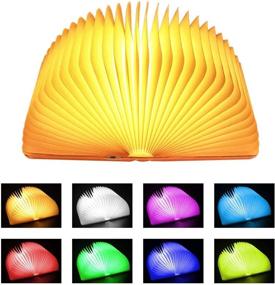 img 4 attached to 📚 Upgraded Version of XIUDI 8 Colors Large Folding Book Lamp - Portable Desk Light with USB Rechargeable Night Light - Novelty LED Paper Lantern in Large Orange, Sized 8.6×6.3×1in