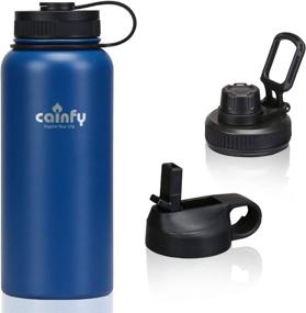 img 4 attached to 🍼 Blue Ever Blue Hydro Water Bottle Flask 32oz - Vacuum Insulated Stainless Steel Thermo Mug with 3 Lids (Straw Lid) - Ideal for Travel, Home, and Office Use