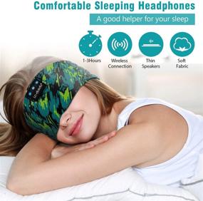 img 1 attached to Green LC-dolida Sleep Headphones Bluetooth Headband with Smart Auto Off Timer - Sleeping Headphones Music Sleep Eye Mask w/Thin Speakers, Mic for Travel, Running, Yoga