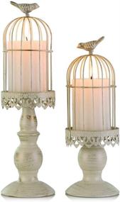 img 4 attached to 🕊️ Birdcage Candle Holder Set: Vintage Wedding Decor & Table Centerpieces in Distressed Ivory