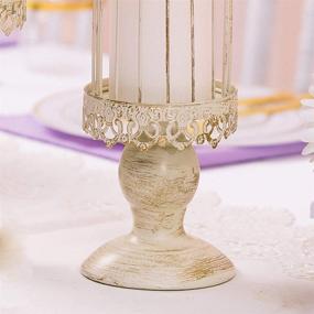 img 2 attached to 🕊️ Birdcage Candle Holder Set: Vintage Wedding Decor & Table Centerpieces in Distressed Ivory