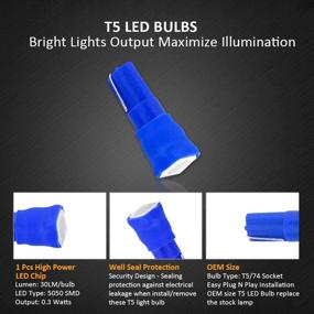 img 1 attached to 🔵 D-Lumina 10 Pack T5 LED Bulbs in Blue for Dashboard Dash Lights, with 1-SMD 5050 Chipsets, Wedge 74 2721 37 17 73 PC74 LEDs for Car Interior Gauge Cluster Instrument Panel Indicators Lights