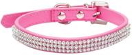 🐾 neonr 3 rows bling rhinestone heart studded pu leather and crystal diamond puppy collar: elegant pet dog cat collar logo