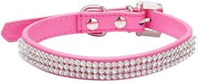 img 1 attached to 🐾 Neonr 3 Rows Bling Rhinestone Heart Studded PU Leather and Crystal Diamond Puppy Collar: Elegant Pet Dog Cat Collar