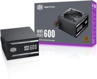 cooler master mwe bronze 600 - 80 plus bronze rated psu with 600w power output, quiet 120mm silencio fb fan, and sleeved cables logo