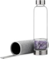 💎 14oz navaris gemstone glass water bottle with natural loose gem stones - choose from rose quartz, obsidian, or amethyst logo