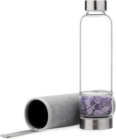 img 4 attached to 💎 14oz Navaris Gemstone Glass Water Bottle with Natural Loose Gem Stones - Choose from Rose Quartz, Obsidian, or Amethyst