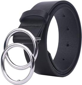 img 2 attached to IFENDEI Women's Leather Double Buckle Belt: Stylish and Versatile Accessories for Women