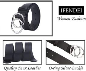 img 1 attached to IFENDEI Women's Leather Double Buckle Belt: Stylish and Versatile Accessories for Women