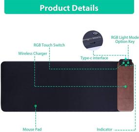 img 3 attached to 🖱️ Wireless Charging RGB Gaming Mouse Pad - FutureCharger, Large Extended Soft Mouse Pad and Keyboard Pad with 10W Wireless Charger - Compatible with iPhone 13/12/12 Pro/11 Pro/Xs Max/Samsung Galaxy S10/S9 - Brown