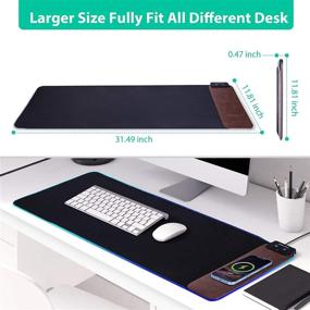 img 2 attached to 🖱️ Wireless Charging RGB Gaming Mouse Pad - FutureCharger, Large Extended Soft Mouse Pad and Keyboard Pad with 10W Wireless Charger - Compatible with iPhone 13/12/12 Pro/11 Pro/Xs Max/Samsung Galaxy S10/S9 - Brown