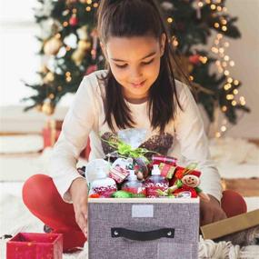 img 3 attached to 📦 Jane's Home Small Storage Boxes with Lids: 2-Pack Linen Collapsible Cube Storage Basket with Handle – Perfect Organizer for Toys, Clothes Closet, and Ornament