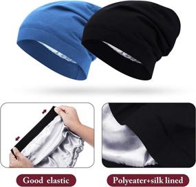 img 1 attached to Women's Satin Lined Sleep Cap Slouchy Beanie Hat Night Hair Cap Set of 4